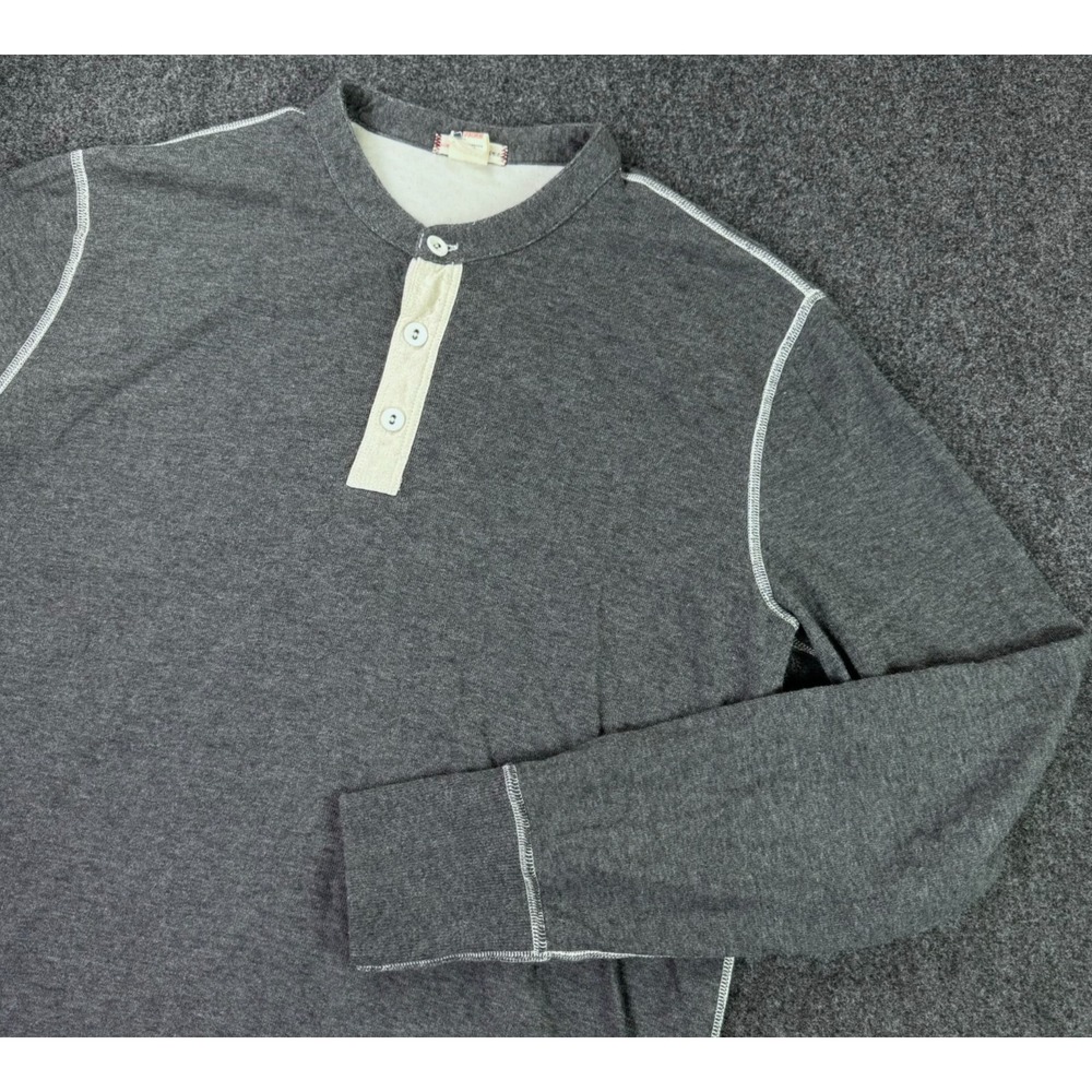 Todd Snyder Champion Heather Gray Raglan Henley Longsleeve Shirt Mens L 3 Button